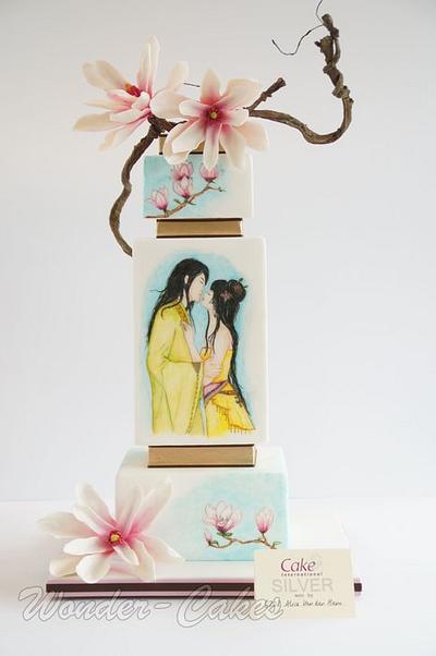 Japanese painted wedding cake - Silver award - Cake by Alice van den Ham - van Dijk