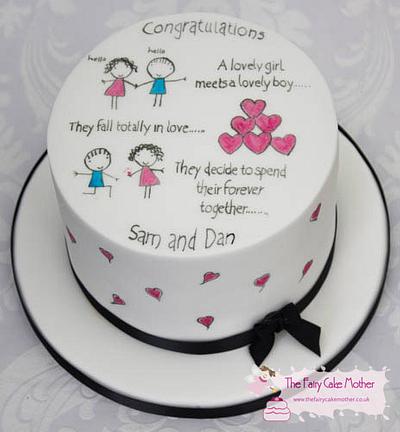 Cartoon Engagement Cake - Cake by The Fairy Cake Mother