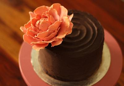 Moist Chocolate Cake With unwired Peony - Cake by Smita Maitra (New Delhi Cake Company)