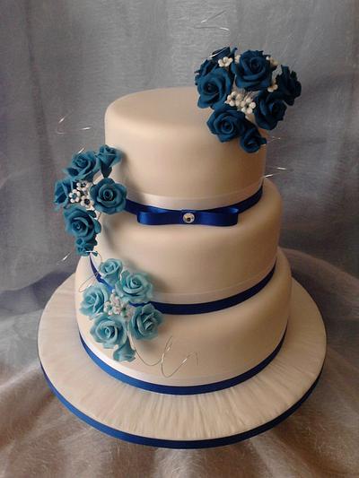 Blue Rose Wedding Cake - Cake by VictoriaLouiseCakes