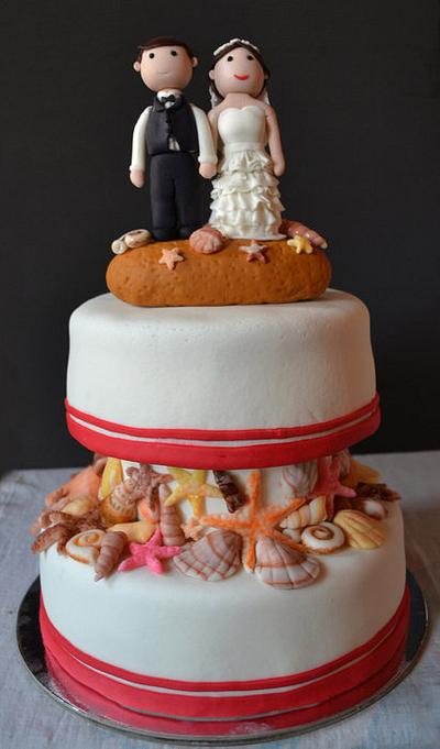 beach themed wedding cake  - Cake by SweetFavorsByPerlita