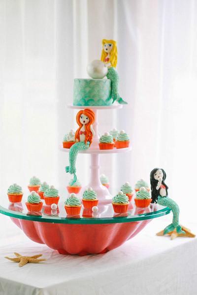 MERMAID CAKE DISPLAY WITH SUGAR FIGURES, AQUATIC BASE AND LIVE BETTA FISH - Cake by Alex Narramore (The Mischief Maker)