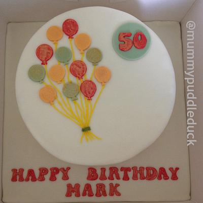 Balloon Themed cake and cupcakes - Cake by Mummypuddleduck