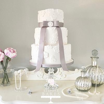 Applique Lace Wedding Cake - Cake by Sweet Alchemy Wedding Cakes