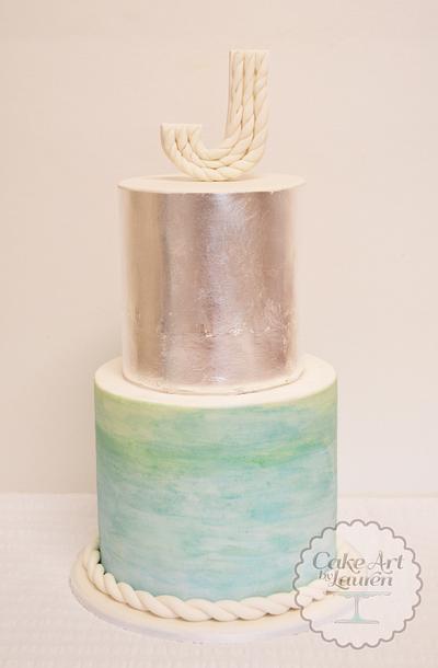 Watercolour & Silver Leaf  - Cake by Lauren