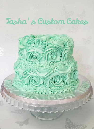 2 Tier Rose Swirl Cake - Cake by Tasha's Custom Cakes
