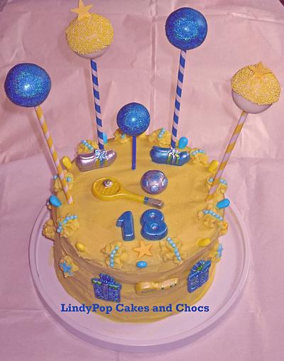 Blue & Yellow 18th - Cake by LindyPop Cakes and Chocs