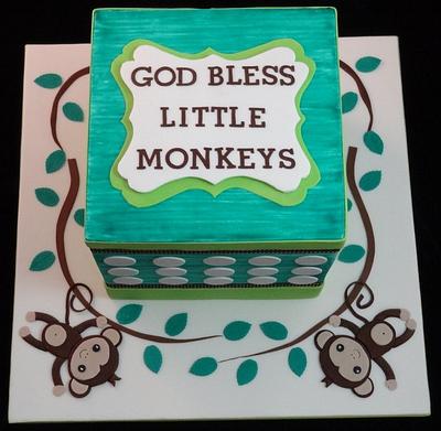 Cheeky Monkeys Christening Cube! - Cake by Eleanor Heaphy