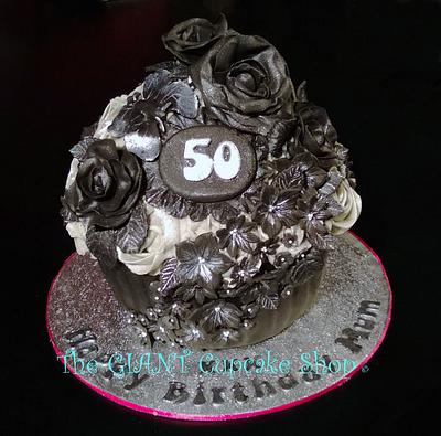 Black and silver Giant Cupcake - Cake by Amelia Rose Cake Studio