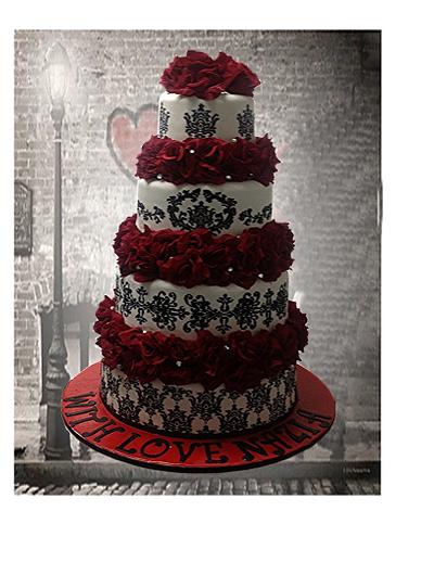 Black stencilled cake - Cake by MsTreatz
