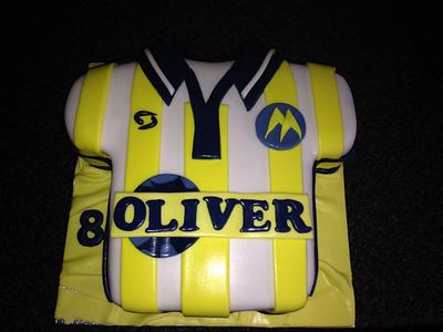 Torquay United football shirt cake - Cake by Mandy