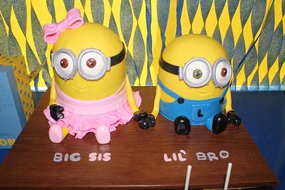 Big Sis and Lil' Bro Minions - Cake by AngelsBakeShop