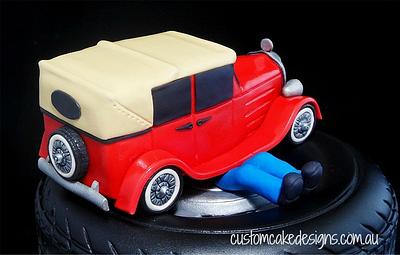 Mechanic Vintage Car Cake - Cake by Custom Cake Designs