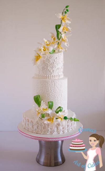 Orchids White Wedding - Cake by Veenas Art of Cakes 