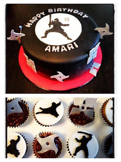 Ninja cake and cupcakes - Cake by Jenifer Crespo-Martinez 