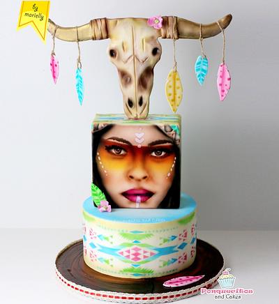 Airbrush Cake American Indian - Cake by Marielly Parra