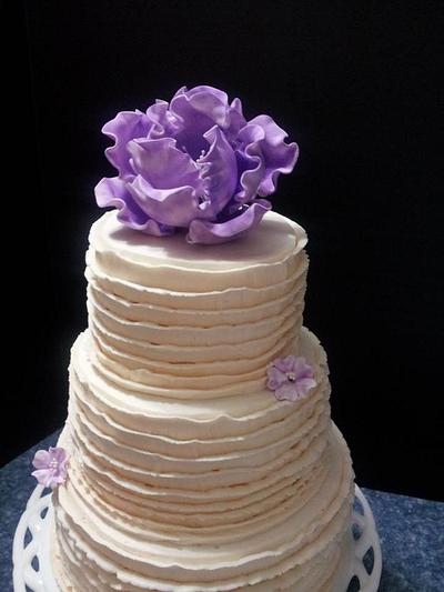 Ruffle Wedding Cake with Matching Cupcakes - Cake by Toole's Cakes