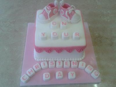 Christening cake for girl, can be made blue for boy - Cake by Deborah Wagstaff