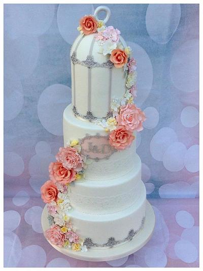 Floral Wedding Birdcage Cake - Cake by Cakexstacy