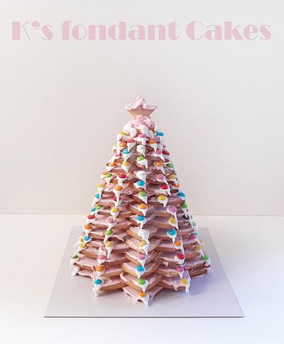 3d cookie Christmas Trees in Pink and Blue - Cake by K's fondant Cakes