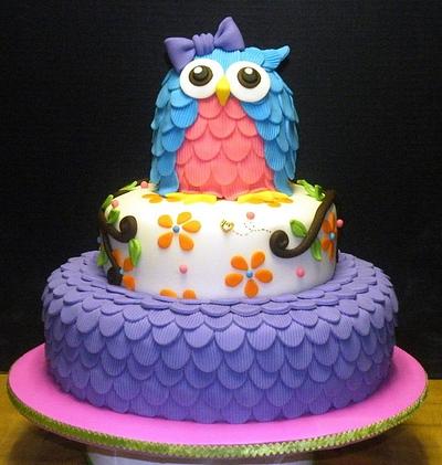 Owl & Blossoms Birthday - Cake by Sweets By Monica
