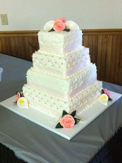 White quilted wedding cake - Cake by Meghan