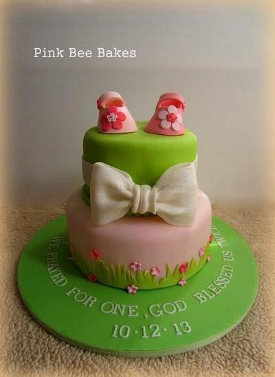 Twin girls baby shower - Cake by Pink Bee Bakes