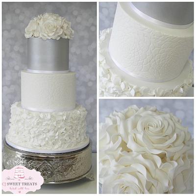 Silver & White Wedding - Cake by cjsweettreats