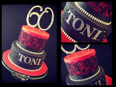 60th bling, black & red! - Cake by cjsweettreats