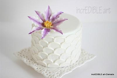 White Elegance -An inside Ombre with the show stopper Clematis and the new Scaling Technique  - Cake by Rumana Jaseel
