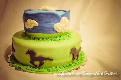 Horse themed birthday cake - Cake by Jennifer's Edible Creations