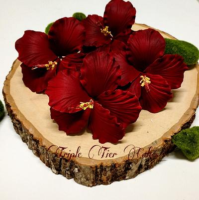 Hibiscus gumpast flowers - Cake by Triple Tier Cakes