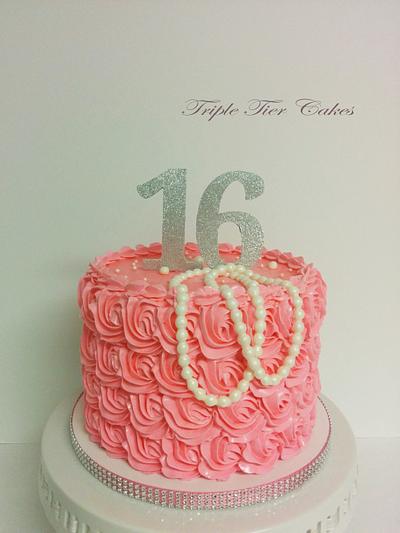 Sweet 16 rosette cake - Cake by Triple Tier Cakes