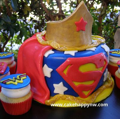 Superhero Cake & Cupcakes - Cake by Jon O'Keeffe