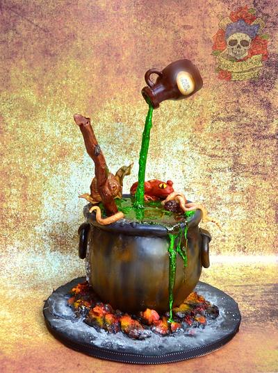 Gravity defying witches cauldron cake  - Cake by Karen Keaney