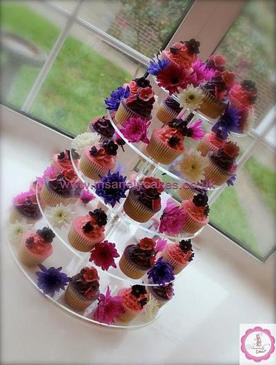 Passion Pink/Purple Flowers & Butterflies Tower - Cake by InsanelyCakes