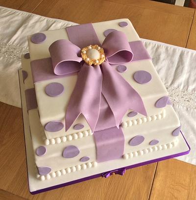 Purple Bow Parcel Cake - Cake by Gingers Cupcakes
