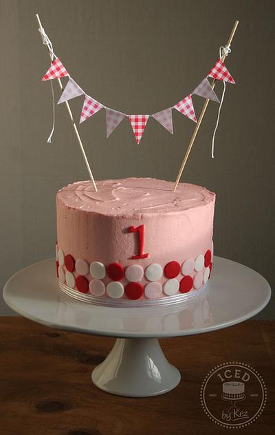 Buttercream & spots 1st birthday - Cake by IcedByKez