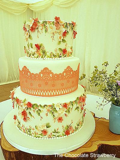 Hand Painted Wedding Cake - Cake by Sarah Jones
