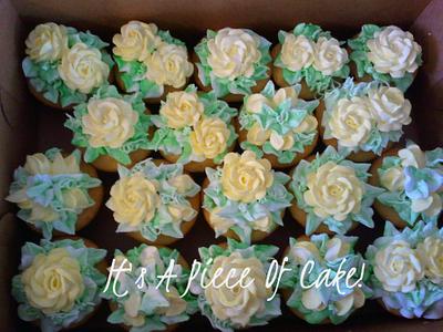 Buttercream Rose Cupcakes and Matching Sheet Cake - Cake by Rebecca