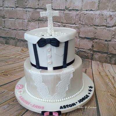 Mixed Gender Christening Cake - Cake by Sweet Lakes Cakes