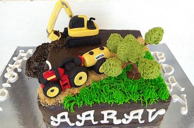 Excavator & tractor cake - Cake by Minna Abraham