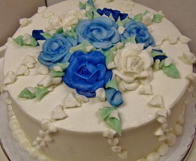 Blue buttercream rose cake - Cake by Nancys Fancys Cakes & Catering (Nancy Goolsby)