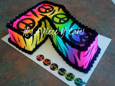 Peace Sign and Zebra Print/Buttercream Icing - Cake by Rebecca