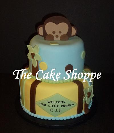 Monkey baby shower cake - Cake by THE CAKE SHOPPE