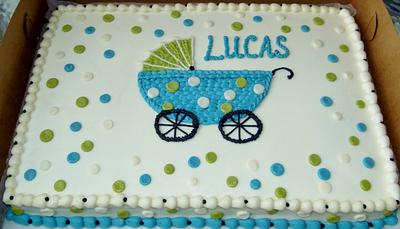 Baby carriage cake in buttercream - Cake by Nancys Fancys Cakes & Catering (Nancy Goolsby)
