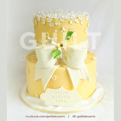 Cascading White Flowers - Cake by Guilt Desserts