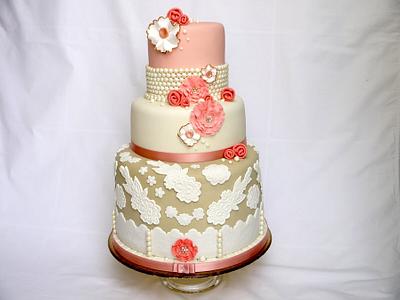 Modern Vintage Wedding Cake - Cake by Natalie King