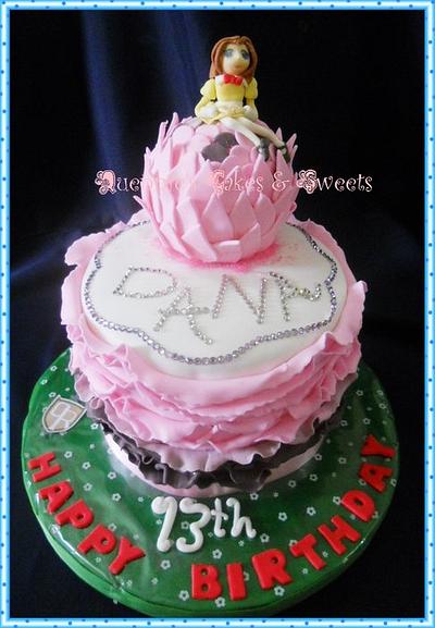 Anime Pink Ruffled Cake - Cake by quennie