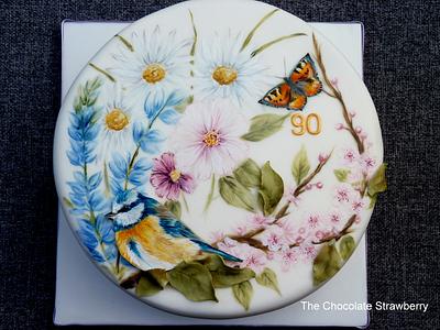 Handpainted Birdwatching  - Cake by Sarah Jones